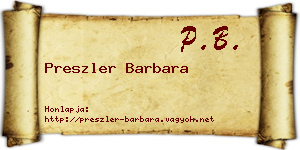 Preszler Barbara névjegykártya